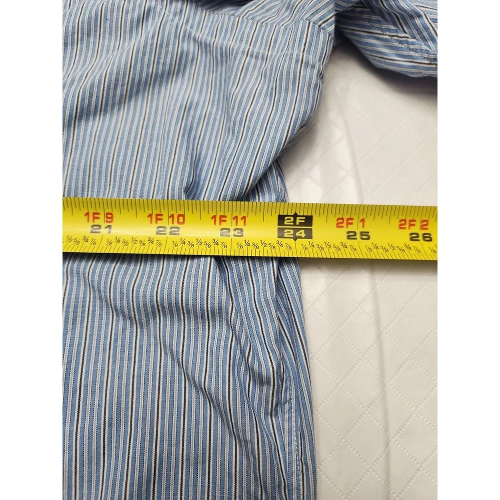 Polo Ralph Lauren Shirt‎ Mens 17.5 32 33 Blue White Stripe Alcott Tab Collar